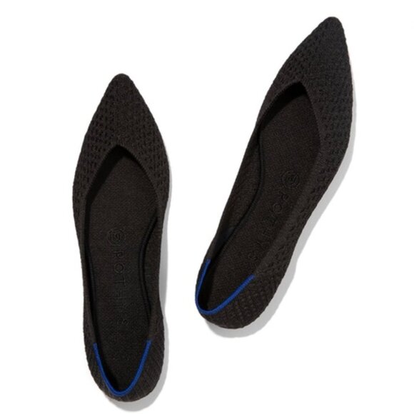 Rothy's The Point Honeycomb Textured Washable Slip On Ballet Flat Black 8 / 38.5 - Picture 3 of 14